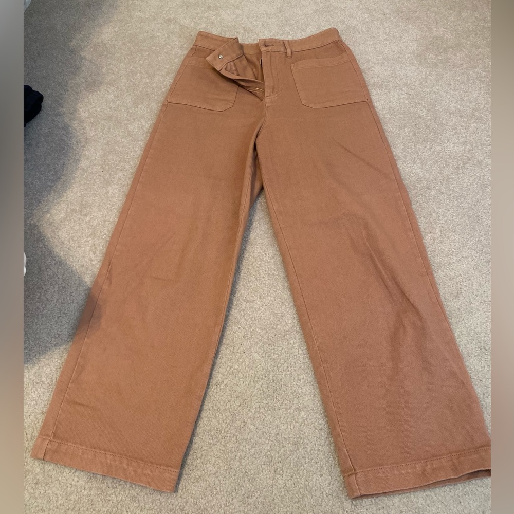 Wide leg salmon pants